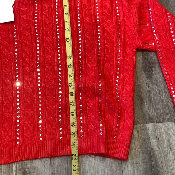 Adyson Parker NWT Pullover Sweater Racing Red Silver Sequins  Size Large - Picture 6 of 13
